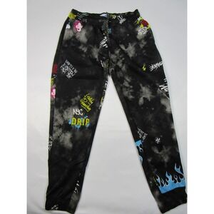 Drill Clothing Co Mens Graffiti Print Tie Dye Jogger Pants Black Size Large